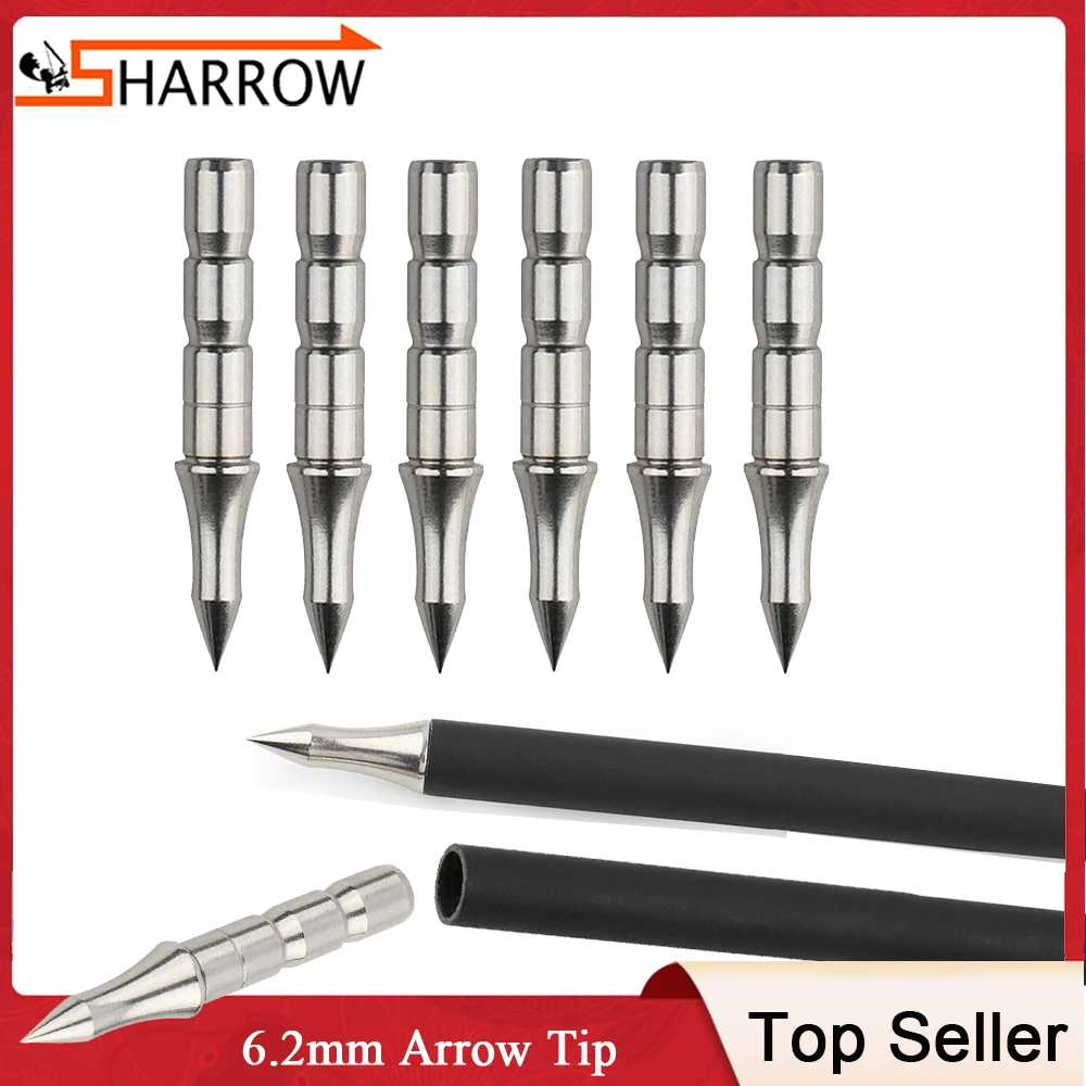 12/24pcs Arcehry 100grain Target Arrowhead Silver Stainless Steel Arrow Tips ID 6.17mm OD 7.48mm Hunting Shooting Accessories