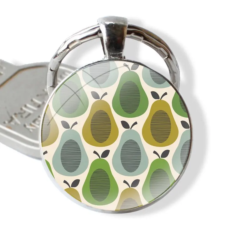 Orla Kiely Art Keychain Handmade Glass Cabochon Key Ring Holder Pendant Key Chains Cartoon Fashion Creative Design