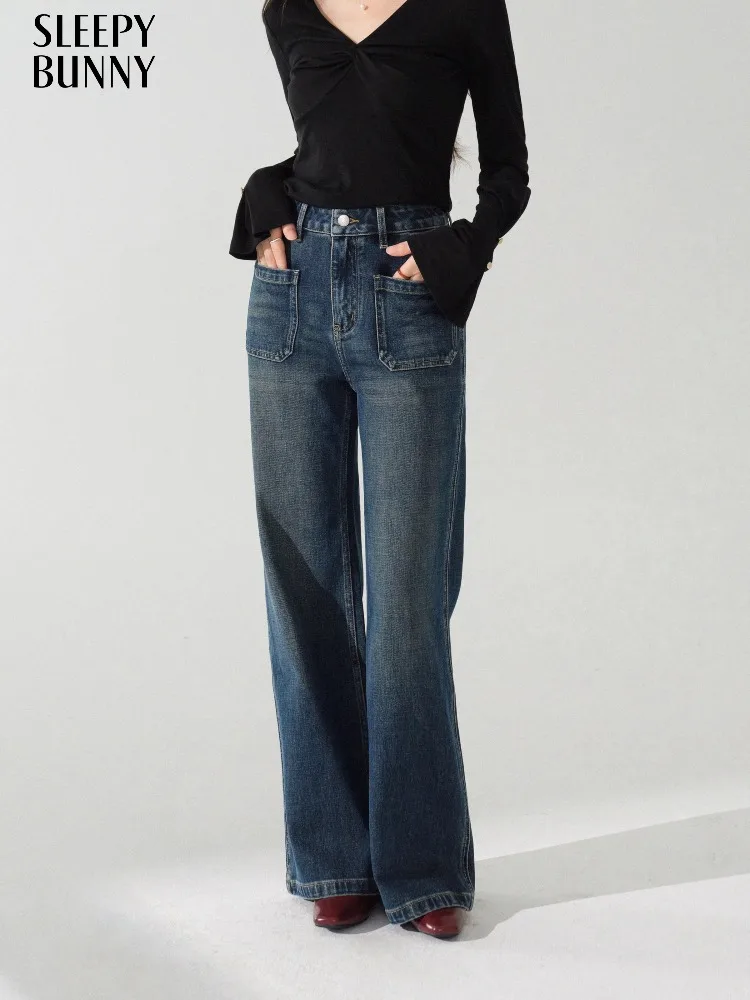 

Vintage Flared Jeans Women Autumn High Waist Denim Pants Washed Bell Bottom Trousers Slimming Stretch Casual Outfit Fashion Wear