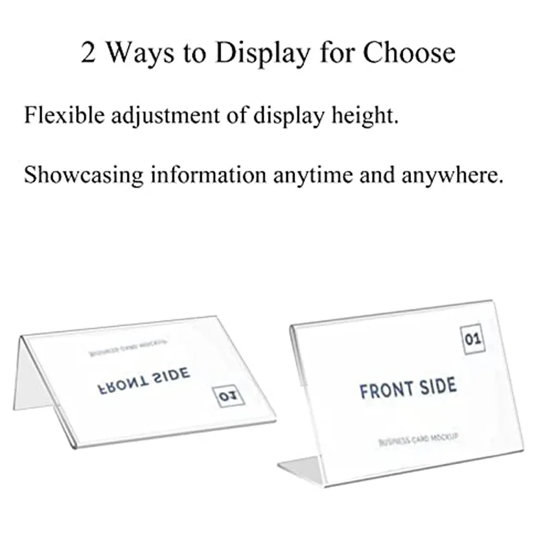 

AK51-30 PCS Mini Sign Display Holder Transparent 7X4 Cm Horizontal Slanted L-Shape Acrylic Name Card