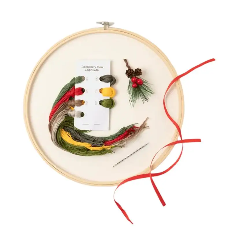 Christmas Embroidery Patterns Embroidery Kit Christmas Ornaments With Thread And Hoop 25 Days Countdown Handmade Snow Covered