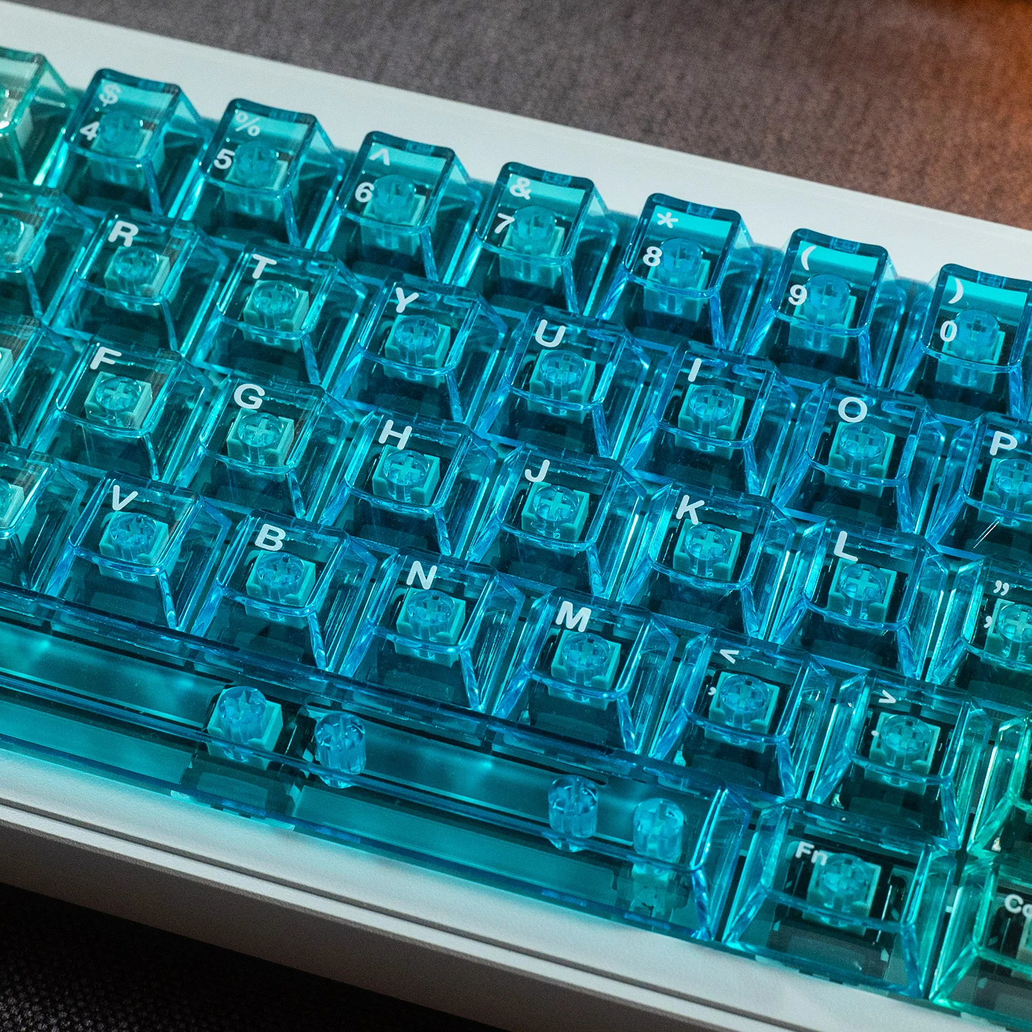 Imagem -03 - Gradiente Azul 156 Teclas Cristal Claro Keycaps Cereja Perfil Transparente Keycaps uv Pad Impressão pc Keycap para Teclado Mecânico