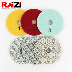RAIZI 4inch/100mm Diamond Wet Polishing Pad for Granite Concrete Marble Stone 3 Step Polishing Pads Abrasive Tool