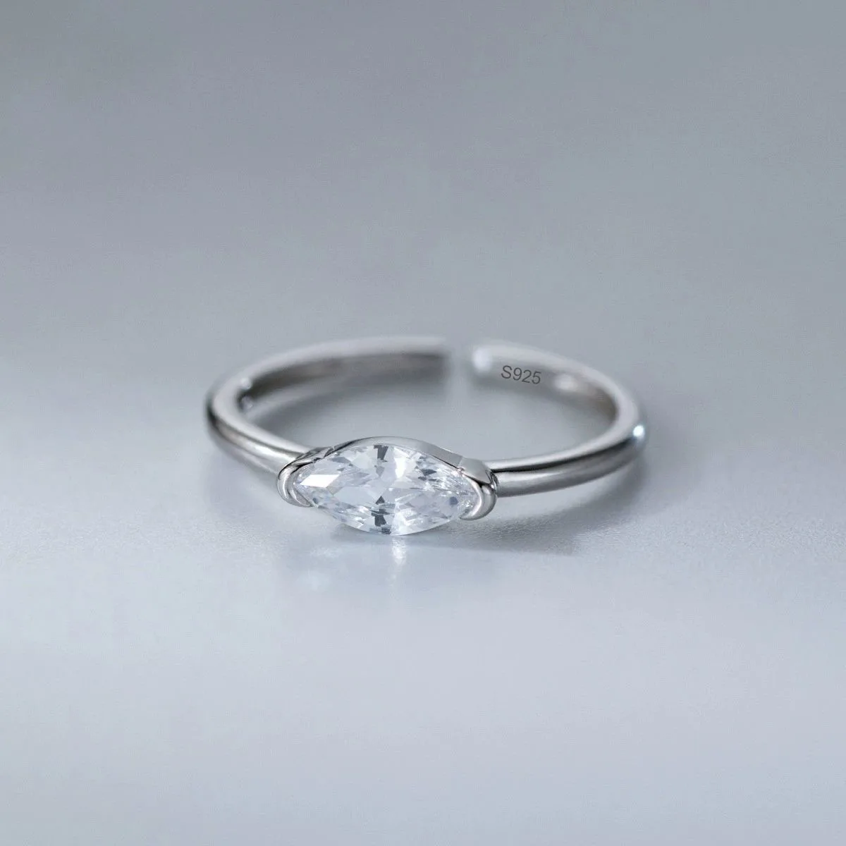 925 Sterling Silver Rings For Women Geometric Fine Jewelry Finger Adjustable Simple Retro OVal CZ Ring For Party Birthday Gift