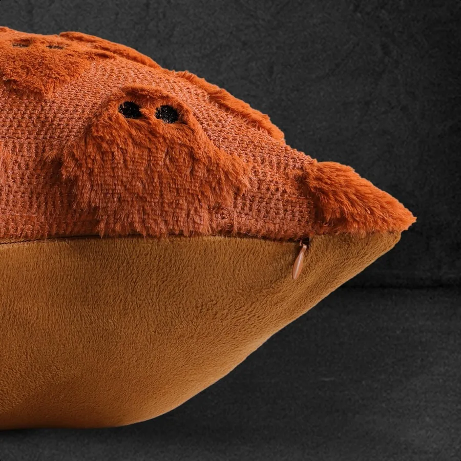 Housses d'oreiller décoratives fantôme d'halloween 18x18, lot de 2 taies de coussin en fausse fourrure douce rouge rouille pour l'automne