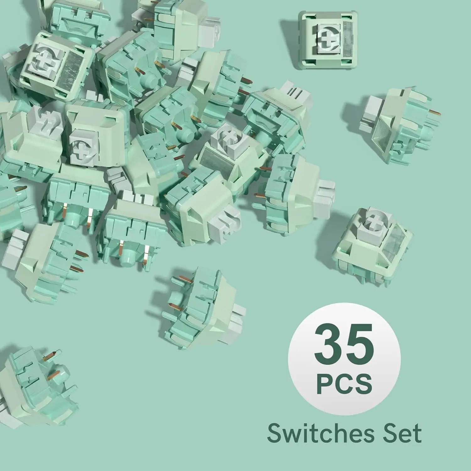 Mint Green Full POM Switches Materials 5 Pin Creamy Switches 22mm Long Spring for DIY Gaming Keyboard 42gf Lubed Linear Switch