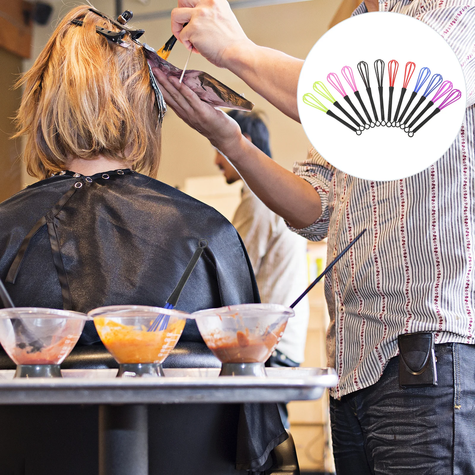 

12Pcs Hair Dye Color Mixing Stirrers Practical Salon Barber Tools Safe Durable Easy Grip Stylish Design Hair Coloring Stirrer