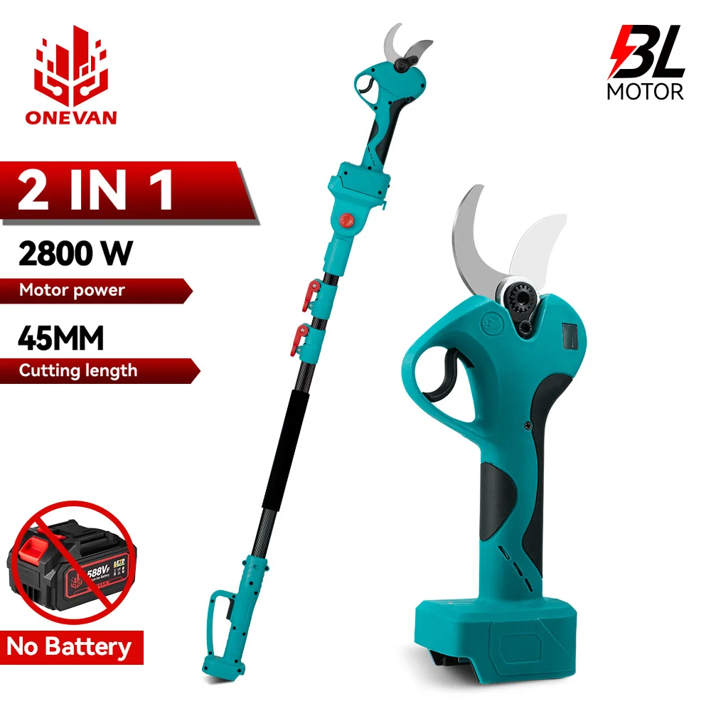 

ONEVAN 2-IN-1 Brushless High Branch Pruning Shear 45MM Garden Electric Scissors with Telescoping Pole Set For ONEVAN 18V Battery