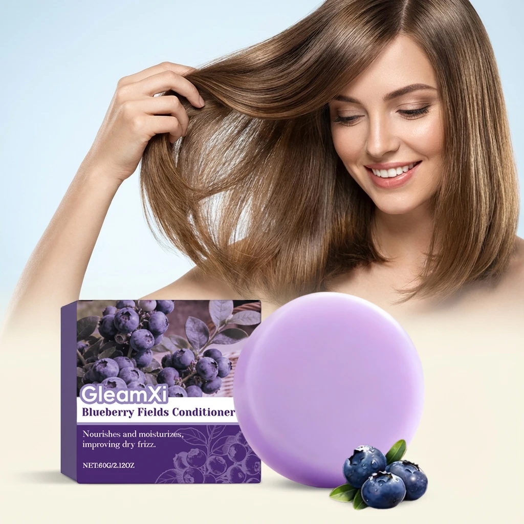 

Blueberry Hair Care Soap 60g, Moisturizing & Cleansing, Natural Fluffy Hair, Daily Nourishing Shampoo Bar for Hair Care