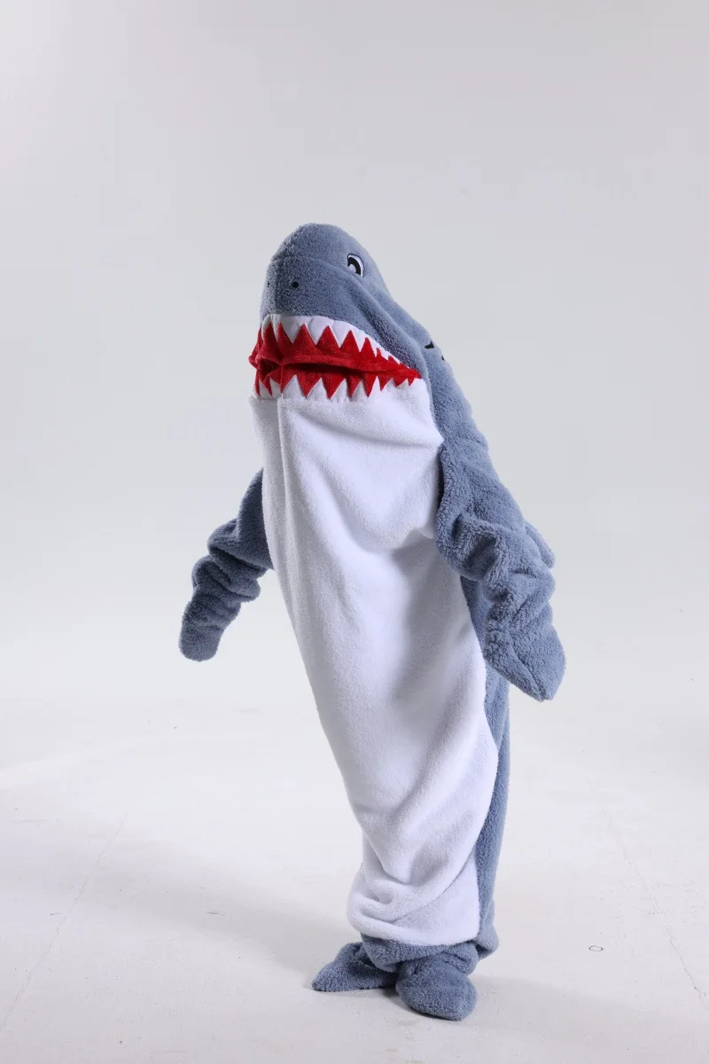 New Shark Blanket Adult Sleeping Bag Homewear Parent-Child Hoodie Sleeping Bag Thickened Couple Loose One-Piece Pajamas Homewear