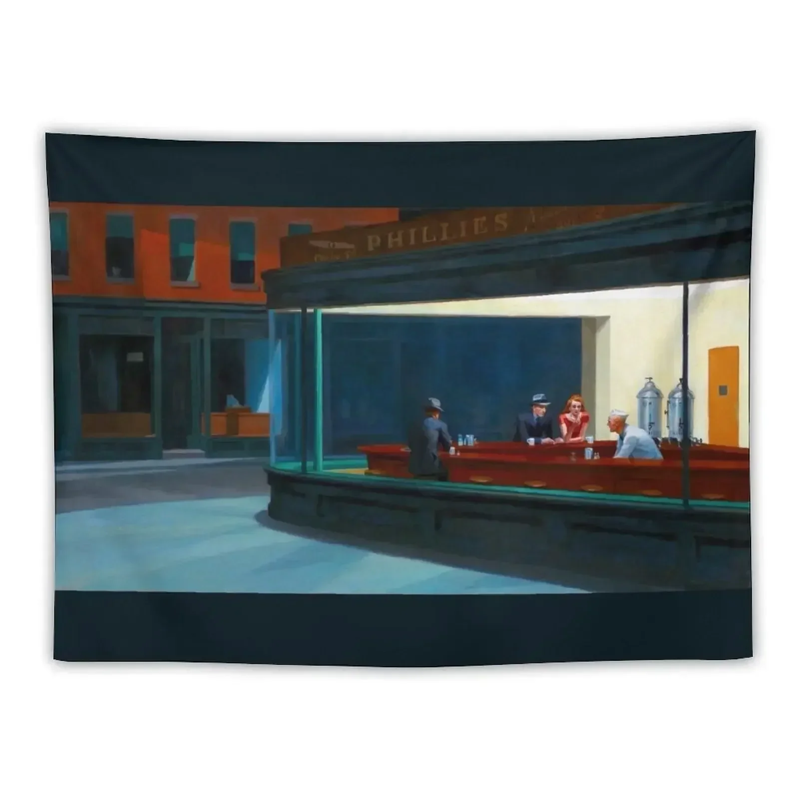 Nighthawks by Edward Hopper (1942) Tapestry Aesthetic Room Decor Decoration For Home Tapestry