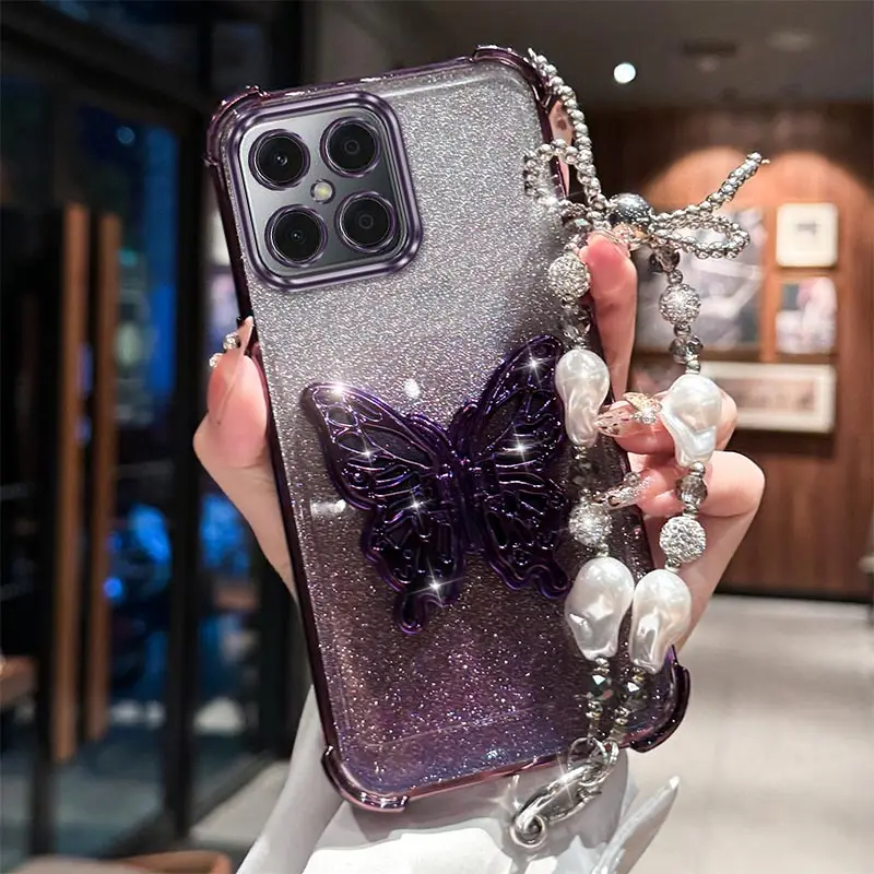 Coque de téléphone avec lanière plaquée X8, étui pour Honor X6A X9B X8 X6C X9A X8A X8B X7 X5B X8C X7A X6B