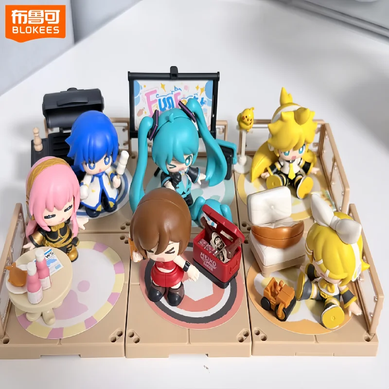 Blokees Hatsune Miku Terrace Party Series Caja Sorpresa Figuras de Acción Miku Meika Kaito Rin Len Juguetes de Modelo Ensamblables Regalo