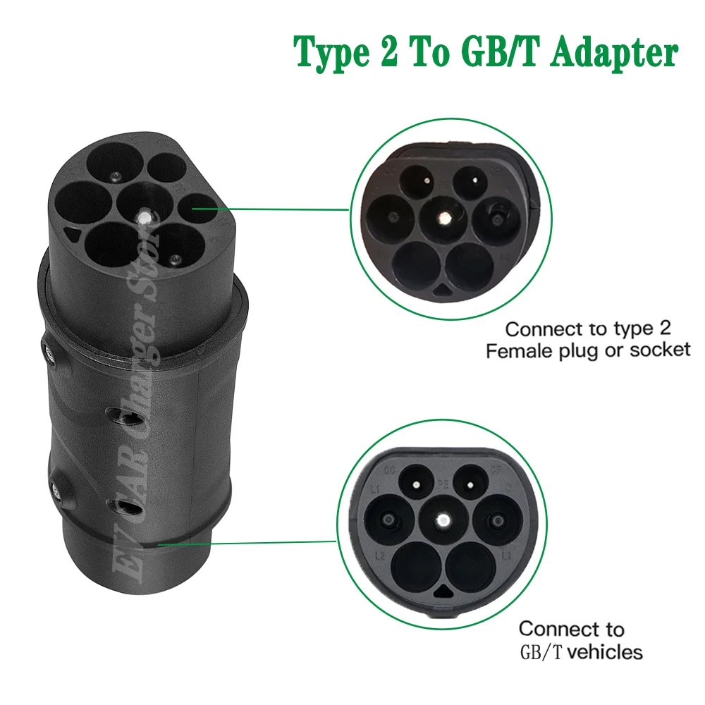 EVSE Charger Type2 To GB/T Adapter 32A 22KW IEC62196 Charging Station Adaptor For VW id.4 BYD JAC BJEV