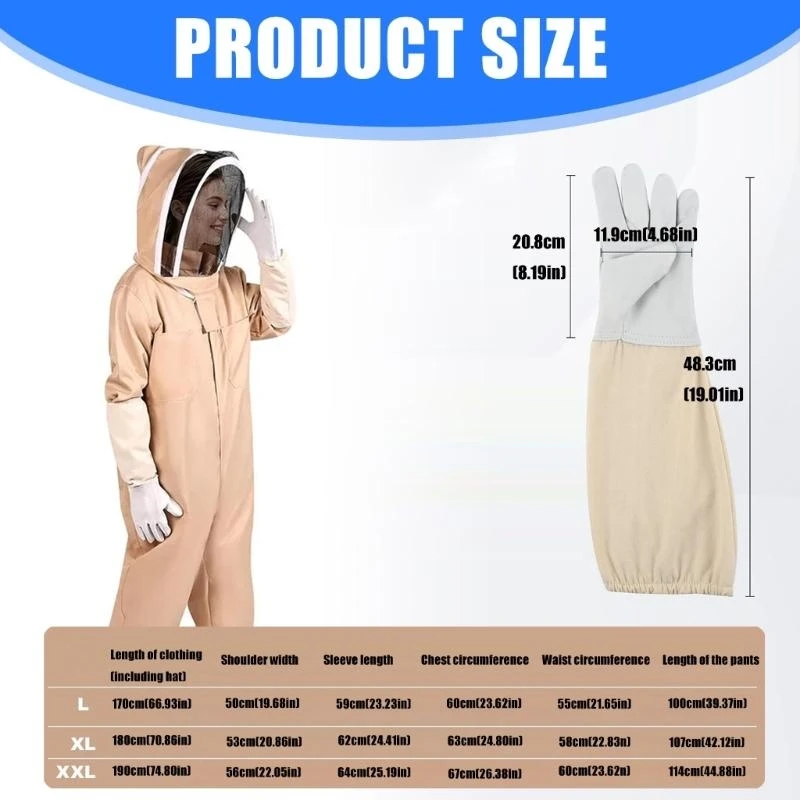 Professional Beekeeping Outfit Strong Sleeves Reinforced Collar Tool Pouches Ventilated Fabric HX6C