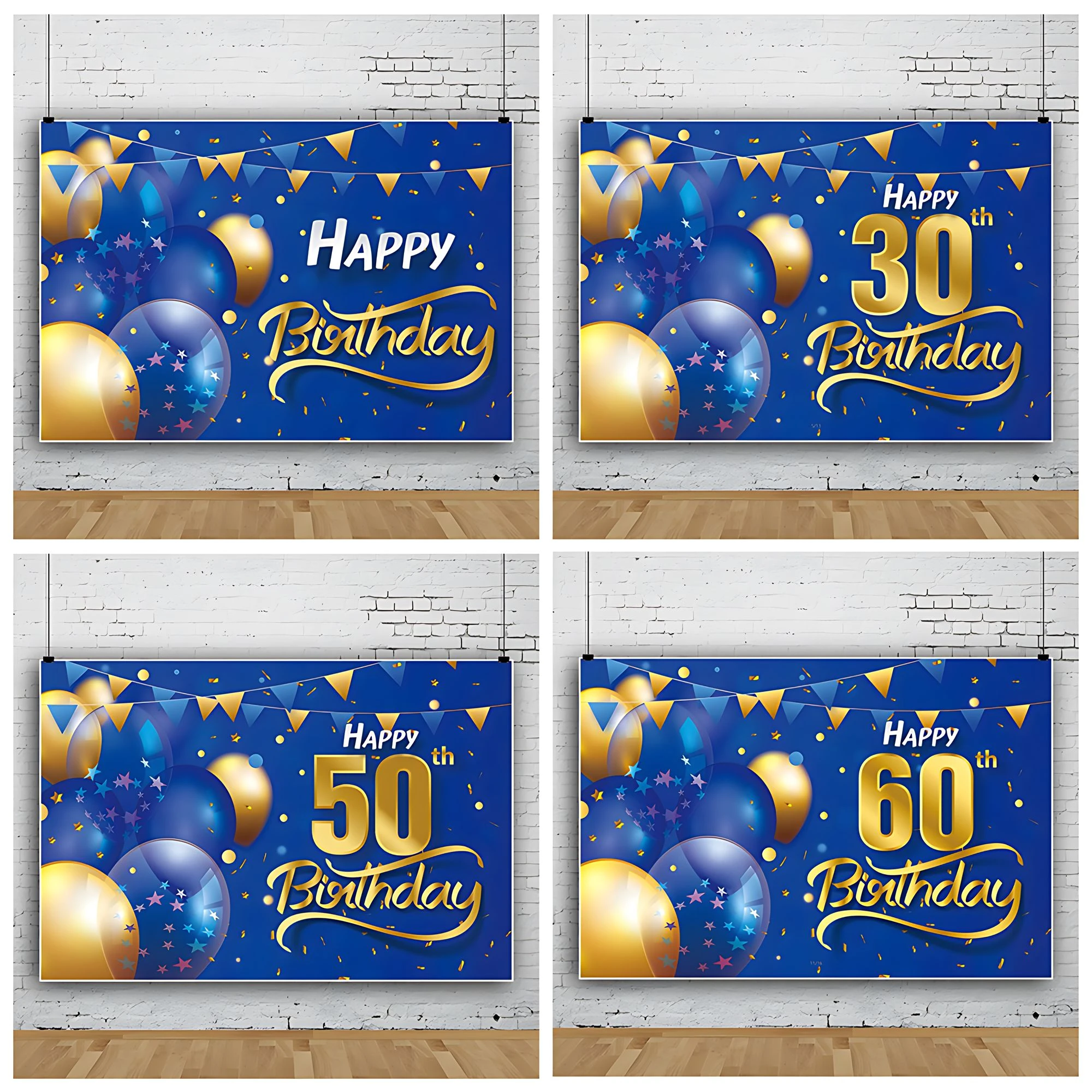 

New Blue Gold Balloon Glitter Birthday Background 304060 Birthday Party Decoration Banner Supplies Adult Photography Background