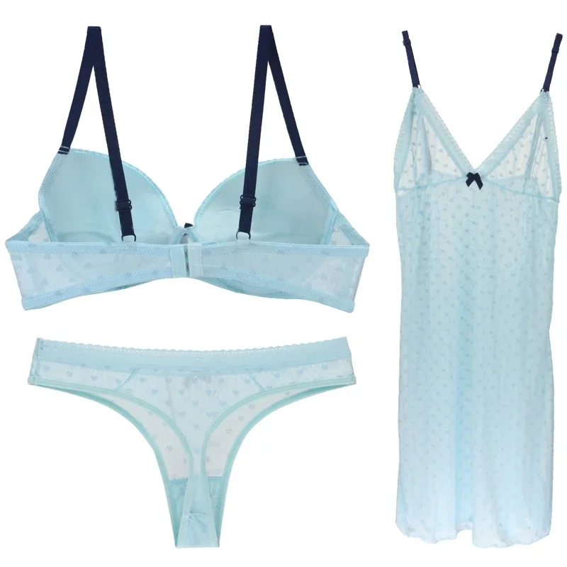 نوفيل سلس المرأة الشعور بالملابس الداخلية فستان شفاف BC كوب عارية الذراعين إغلاق البرازيلي مجموعات رفع مثير الدانتيل الملابس الداخلية