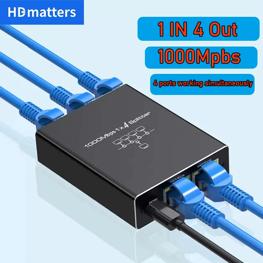 Network Splitter Ethernet Splitter for PC laptop Network RJ45 Splitter 1 in 4 out 1X3 1X2 100M 1000M Gigabite Ethernet  Splitter