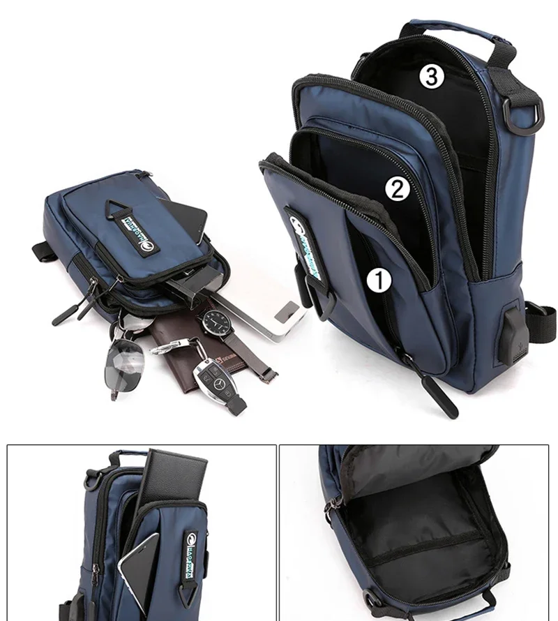 Men Nylon Backpack Rucksack Cross Body Shoulder Bags  Travel Male Fashion Messenger Chest Pack Bag Knapsack 4 USES