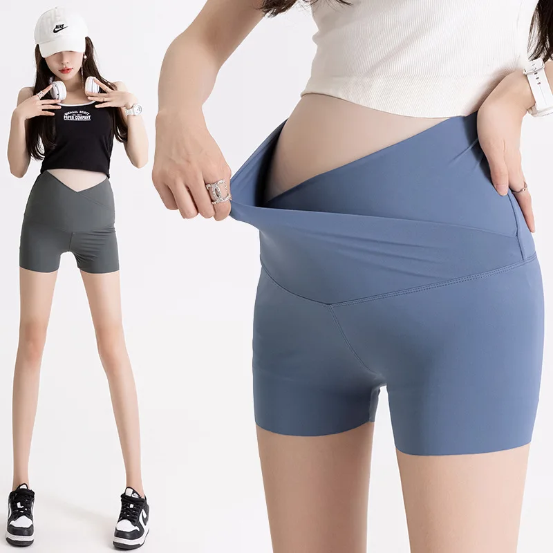 Shorts de Maternidad, Leggings de Piel de Tiburón, Estilo Veraniego Delgado, Leggings de Yoga Moldeadores y Levanta Glúteos para Mamás a la Moda