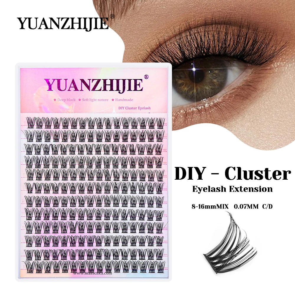 

YUANZHIJIE All Size 0.07mm Thickness Handmade DIY Heat Bonded Cluster Eyelash Waterproof Russian Volume Lashes with Rich Styling