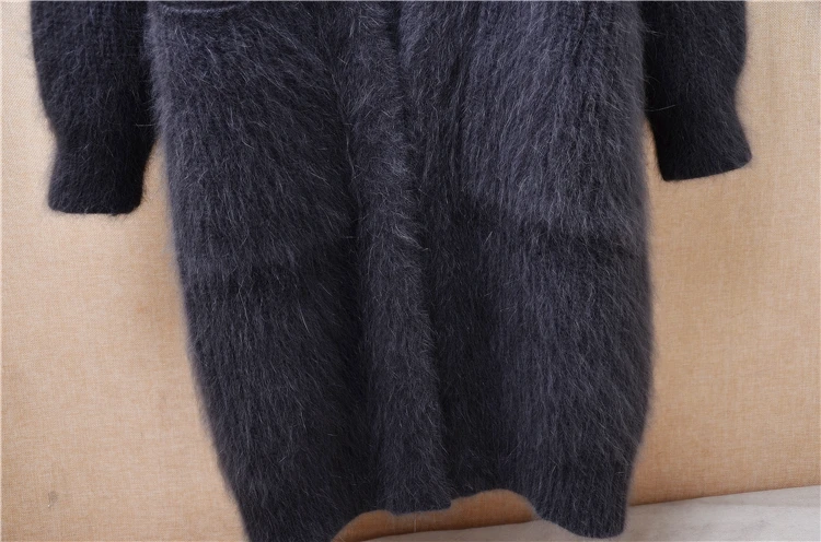 Women Mujer Autumn Winter Thick Warm Hairy Angora Rabbit Hair knitted Long batwing Sleeves Loose Long Sweater Cardigan Coat Pull