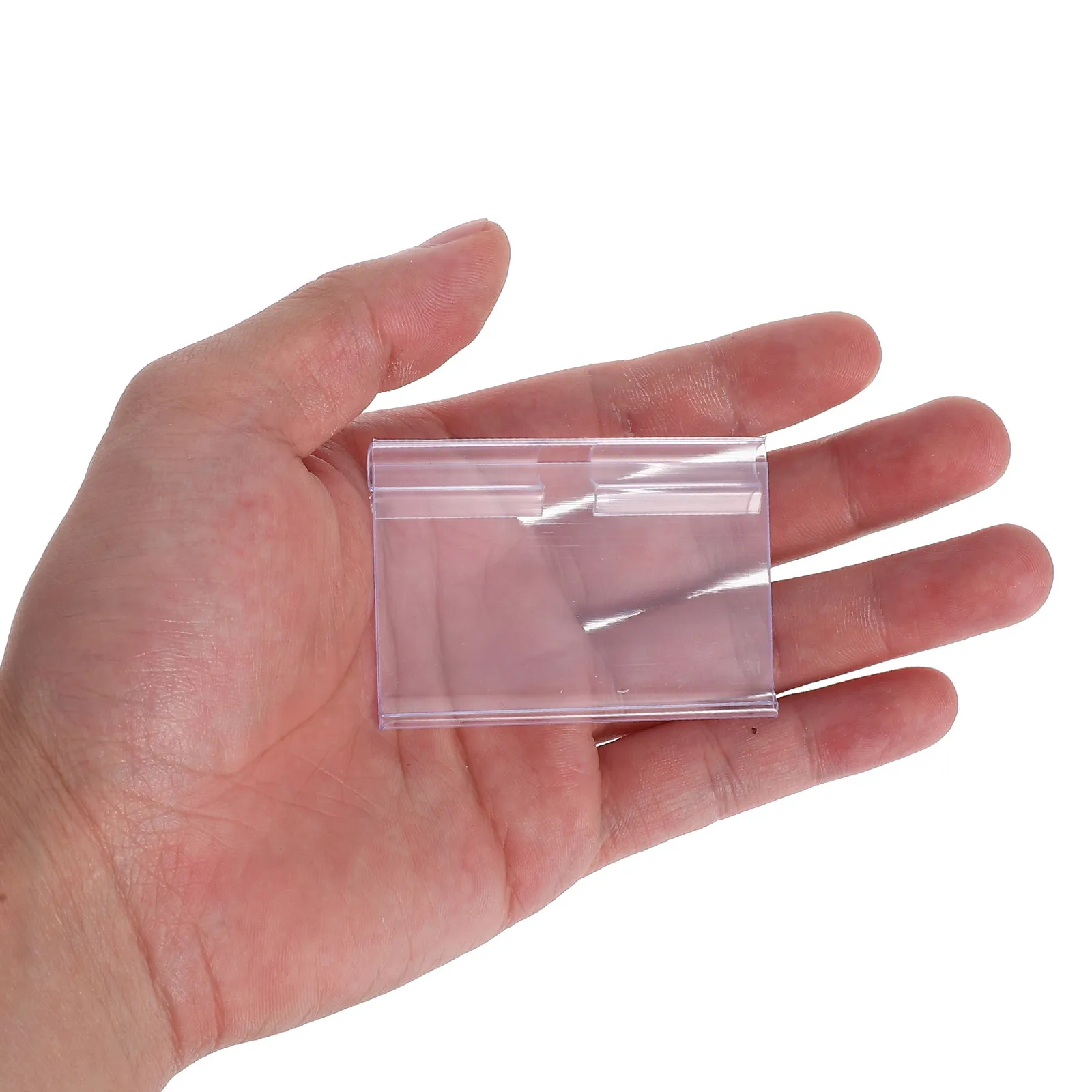 

60Sets Transparent PVC Label Holders Clear Plastic Basket Labels Clip for Wire Shelf Merchandise Sign Display Clip Shelf Label