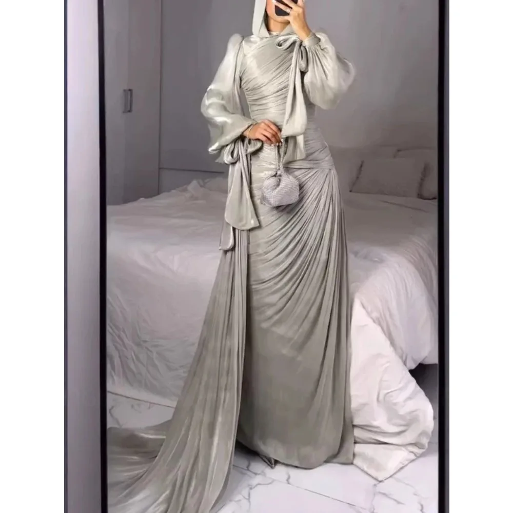 

Ид Мусульманская Абая для женщин Платья Джалабия Шелковистая Осень Рамадан Плиссированные Марокко Ислам Vestidos Арабский Длинный Халат Кафтан Абая