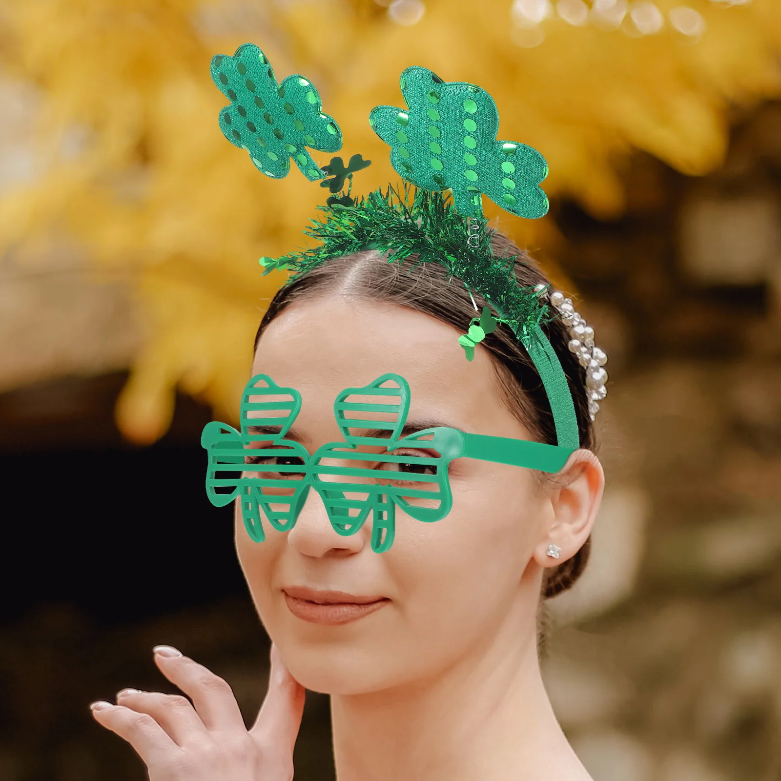 

Glasses Headb Set St Patrick's Day Party Favors Eyeglasses Hairb Photo Prop Gifts Frames Shamrock Holiday Accessories