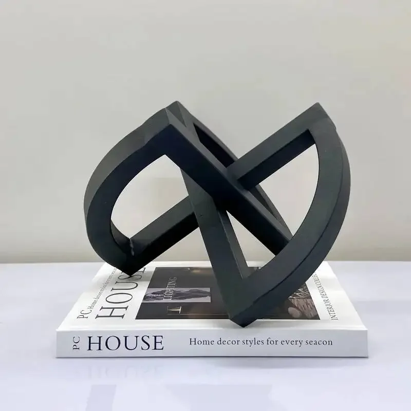 Metal Handicrafts Geometric Hollowed-out Intersections Abstract Black Ornament Cross Line Home Decoration Accessories