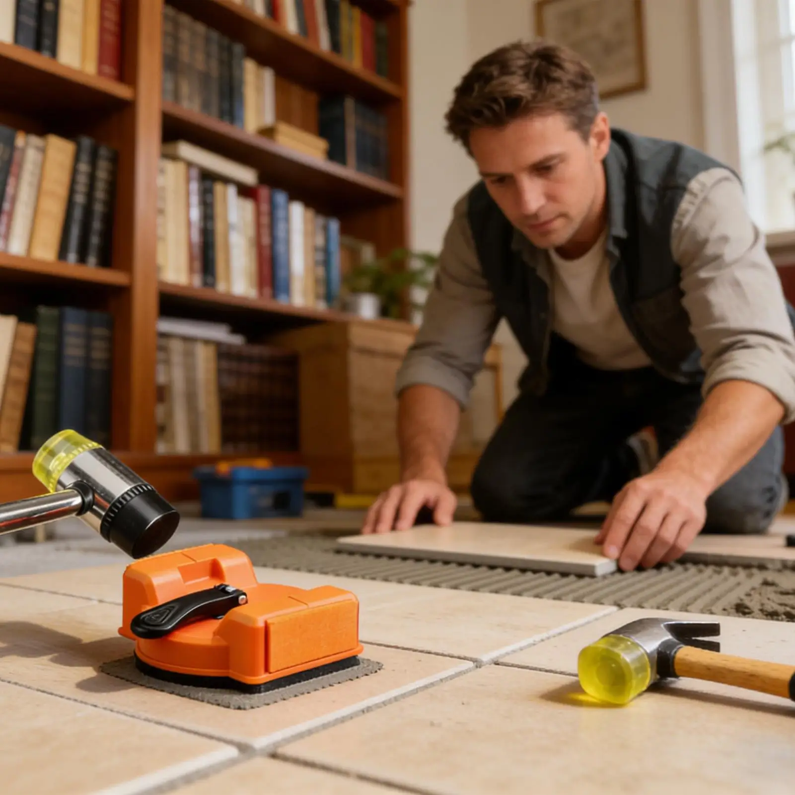 

Инструмент для устранения дефектов пола с резиновым молотком, профессиональный двусторонний вакуумный фиксатор для пола, для твердых пород дерева и ламината