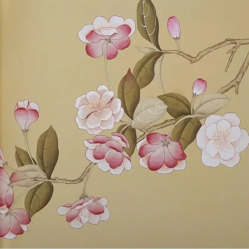 Classic Flowers Oriental Style Embroidery Wall Paper 3D