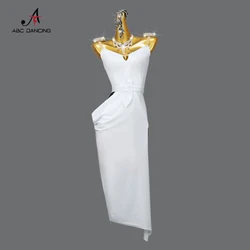 White Dance Costume For Girl Latin Dress Women Prom Competition Long Clothes Ball Party Suit 2024 Sport Midi Dancewear Customize