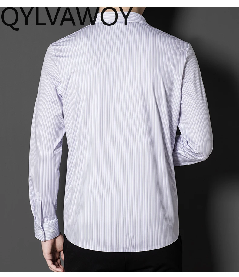 QYLVAWOY 100% Mulberry Silk Shirts for Men Clothing 2024 Spring Autumn Mens Shirts Business Casual Long Sleeve Top White Shirt