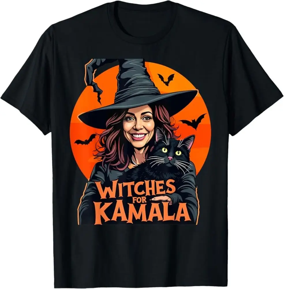 Witches for Kamala Harris 2024 Halloween Feminist Cat Lady T-Shirt, Unisex Tee