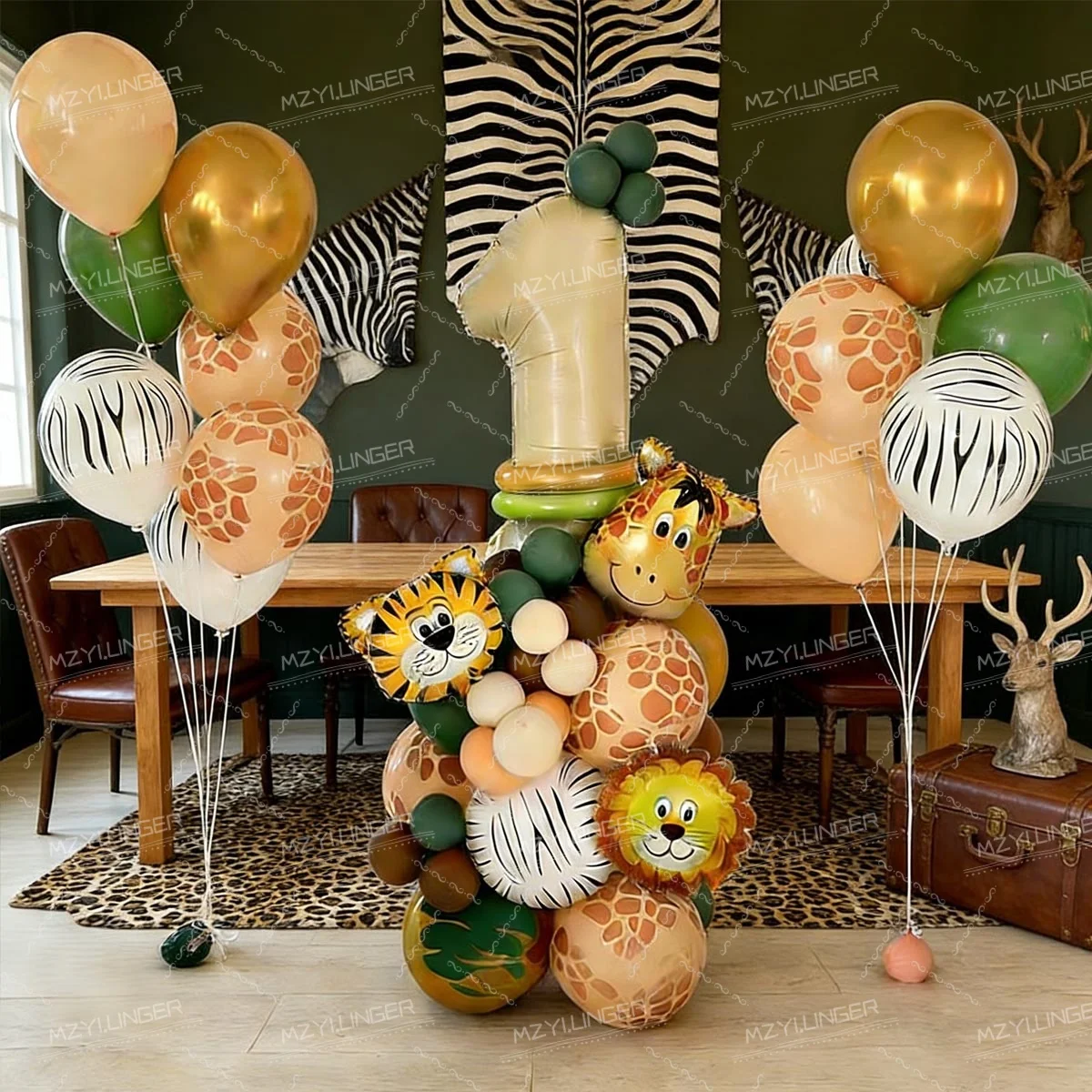 Cartoon Tier Ballon Set 0-9 Mini Tiger Löwe Giraffe Ballon Tier Thema Dschungel Party Geburtstag Party Dekoration Ballon