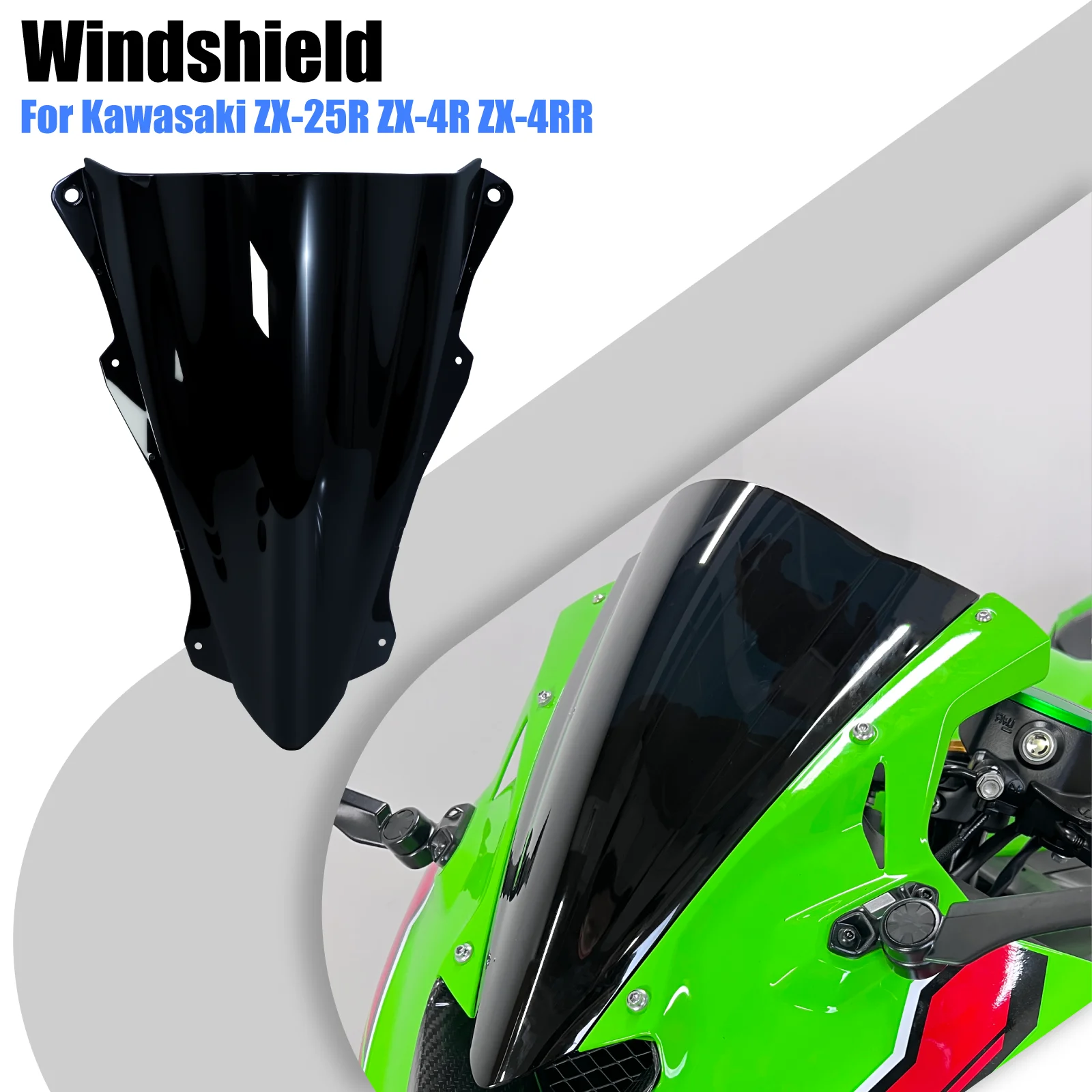 

For Kawasaki Ninja ZX-25R 2020-2023 ZX-4RR ZX4RR ZX-4R ZX4R 2023 2024 25Motorcycle Heightening Raised Windshield WindScreen Gray