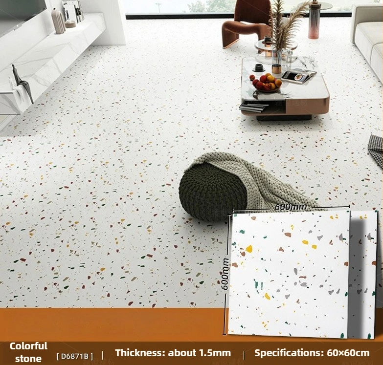 60x60cm 1.5mm Thick PVC Waterproof Floor Sticker - Slip & Scratch Resistant Self-Adhesive for Bathroom Toilet Shower Renovation