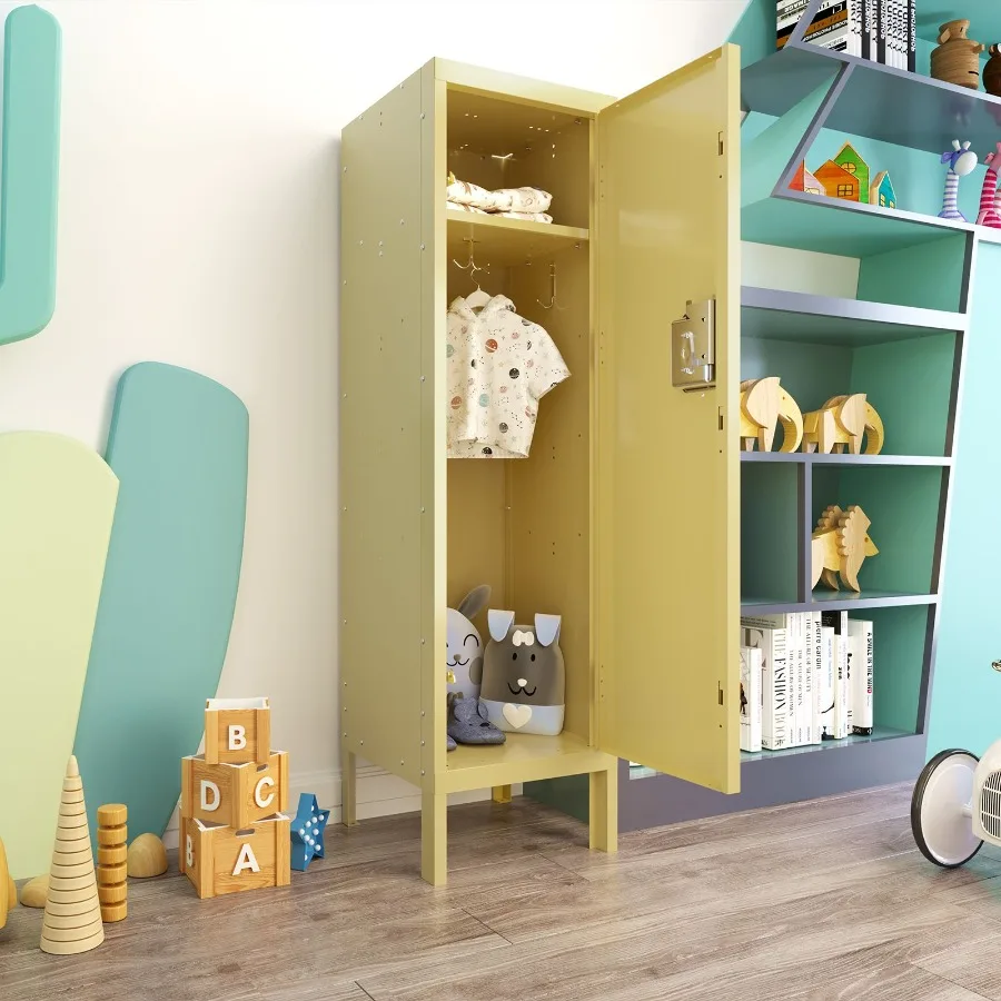 

1 Door Tall Single Metal LockerRetro Style Storage CabinetIndustrial FurnitureFor Living Room Bedroom Storage Room Gym SchoolYe