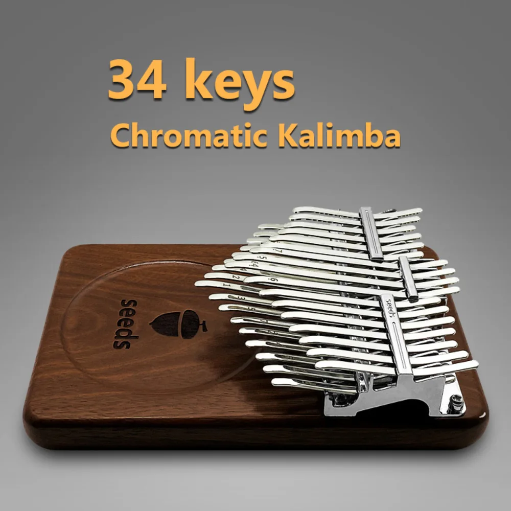 

Hooqu Professional Kalimba 34 Keys 17/24key Kalimba Thumb Piano Black Walnut B/c Tone Double-layer Finger Piano Beginner