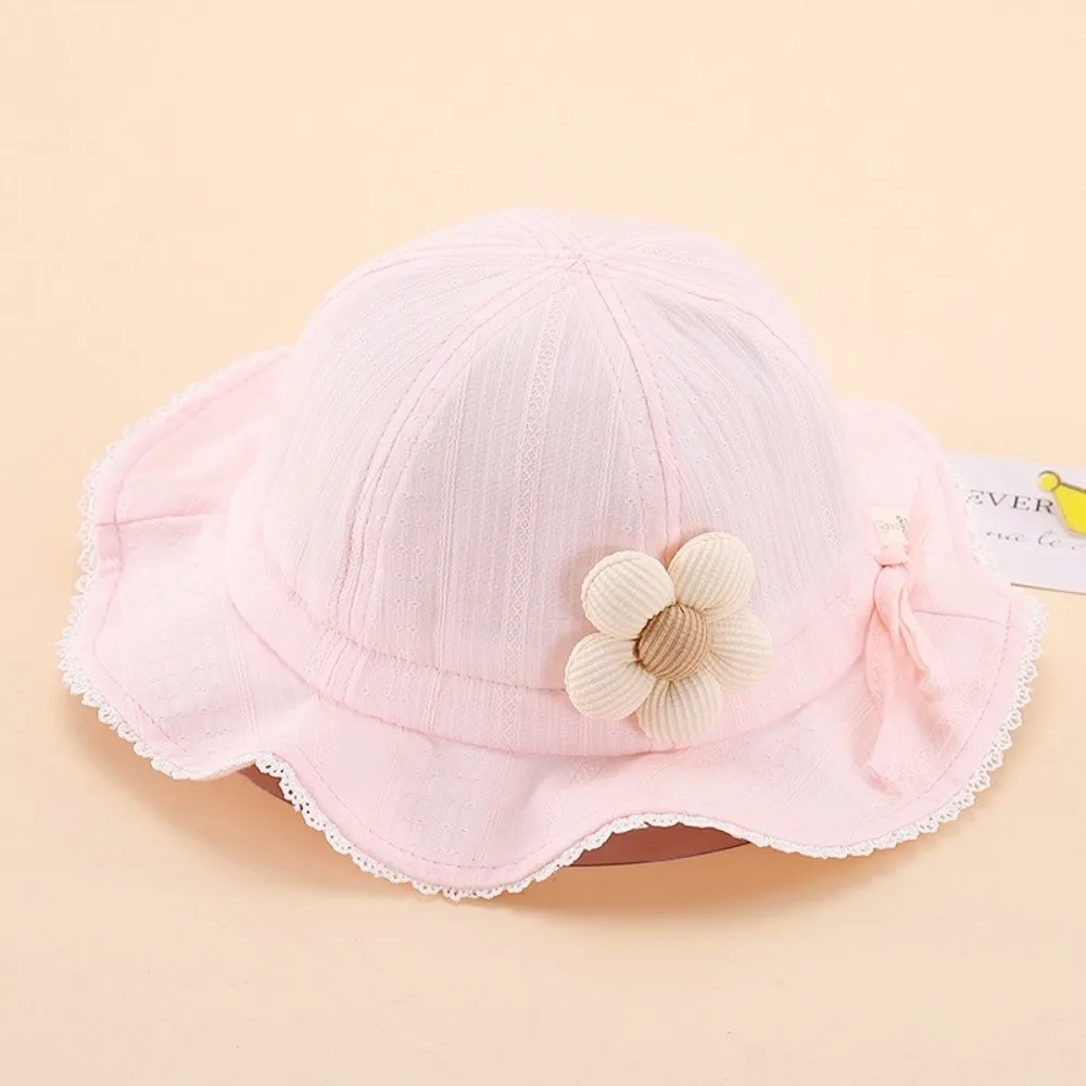 

Cute Cotton Baby Girl Bonnet Breathable Adjustable Infants Bonnets Sun Protection Flower Design Fisherman Hat Spring Autumn