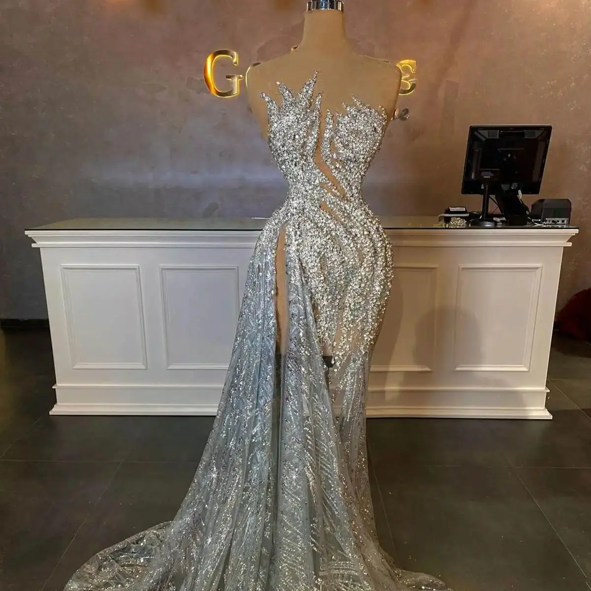 

Изысканные свадебные платья русалки со стразами и блестками, кружевное вечернее платье для особых случаев, свадебное платье Vestido De Noiva по индивидуальному заказу