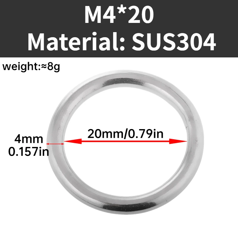 304 Stainless Steell Ring O-ring Ring Seamless Welded Ring Metal Connection Ring Diameter M4*20 25 30 35 40