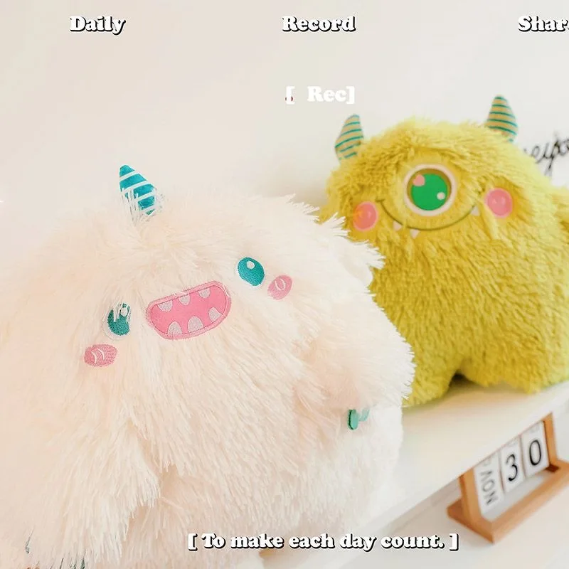 Children\'s Plush Cute Toys Giant Stuffed Soft Animal Pillow Little Monster Big Eyed Long Haired 65-45CM Dolls Baby Birthday Gift