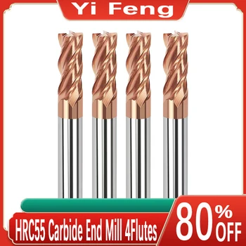 HRC55 超硬エンドミル 4 フルート金属鋼タングステンフライスカッター合金コーティング切削工具 CNC 加工 1 2 3 4 5 6 7 8 9-20 ミリメートル