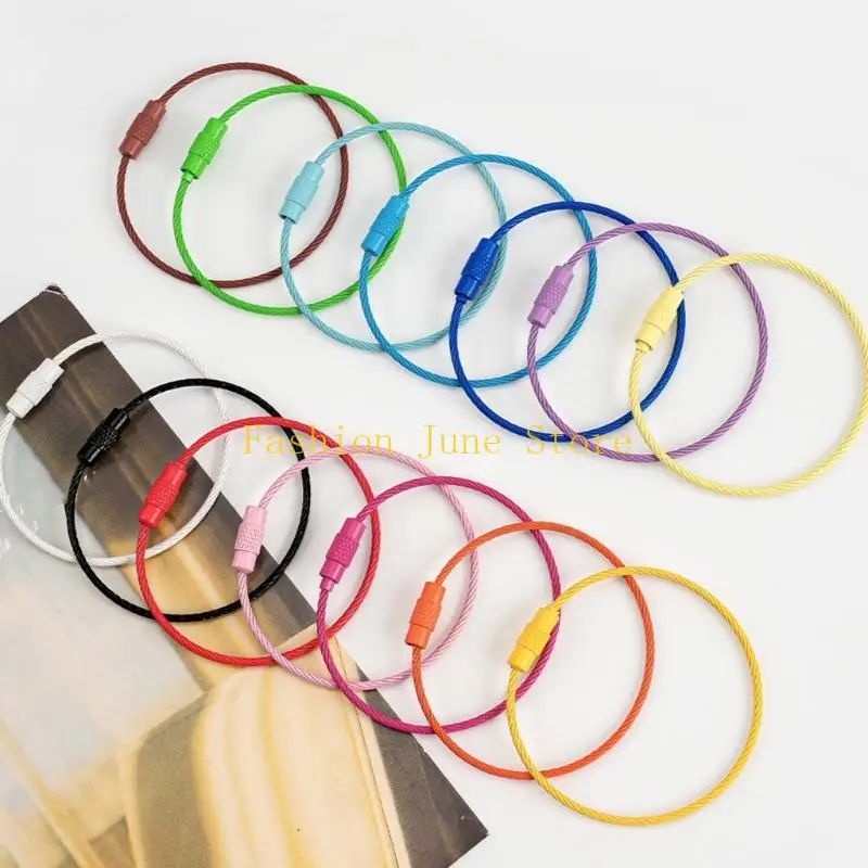 N5KA 10 قطع من حلقات مفتاح الحديد متعدد الألوان لوازم المجوهرات قفل المسمار للأساور المصنوعة يدويًا سلاسل المفاتيح #4