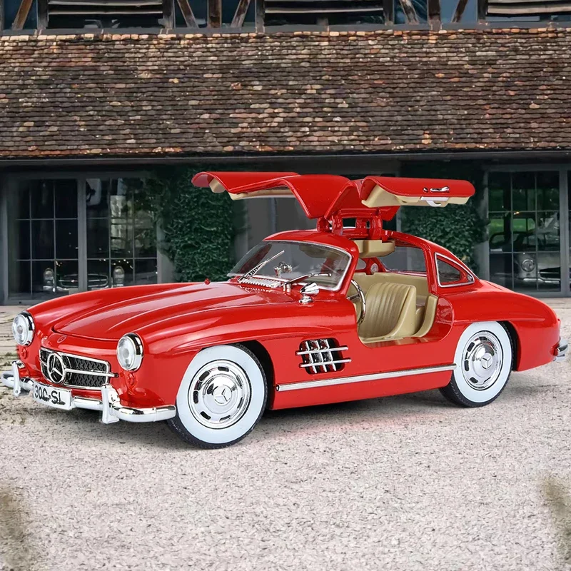 1:24 Mercedes-Benz 300sl Legierung Metall Druckguss Oldtimer Modell Sound Licht Kinderspiel zeug Sammlerstücke Hobby Geburtstags geschenke