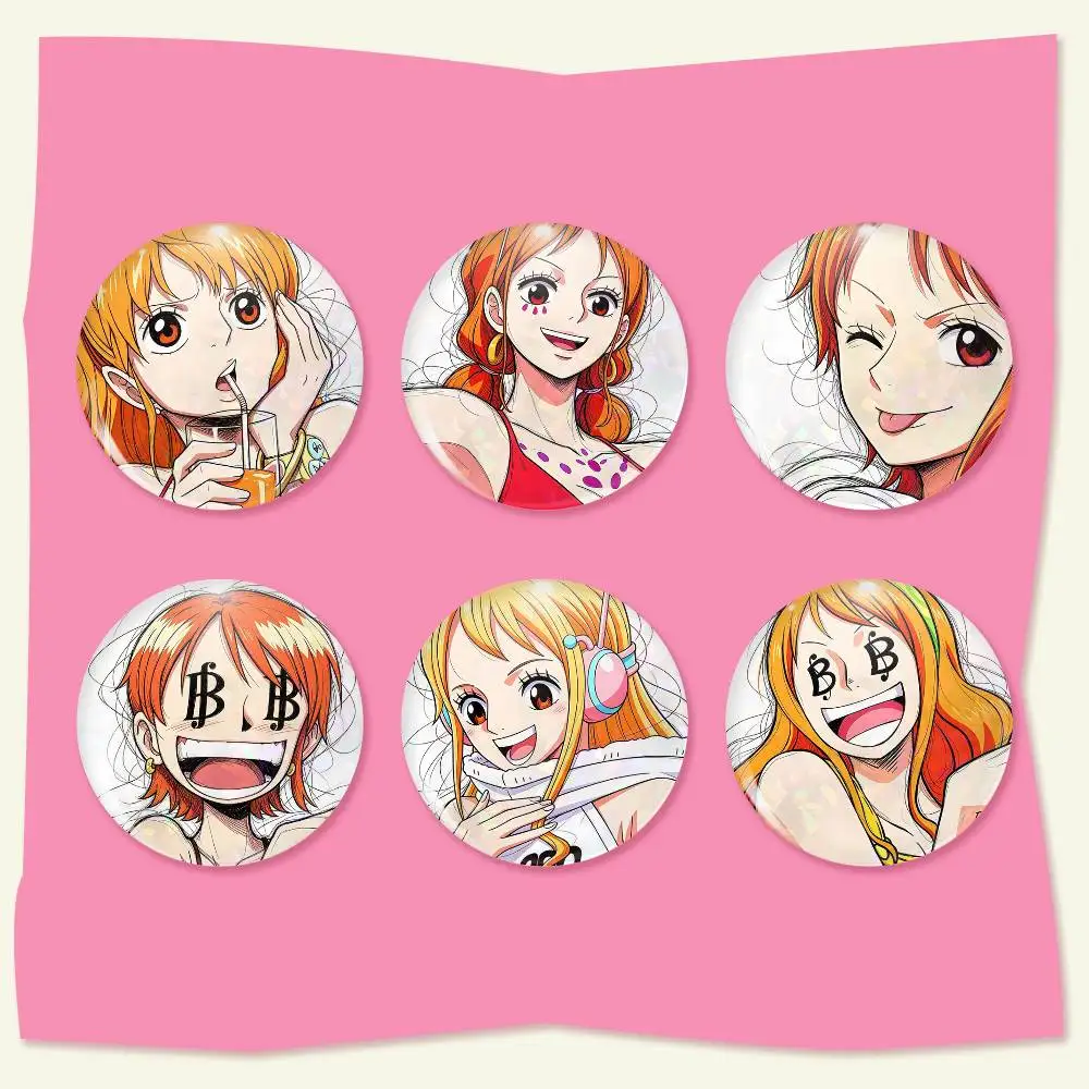 Na-mi 75x75 25x25 mm Cartoon Round Brooches on Backpack Shirt Accessories Jewelry Badge Gift for Friends