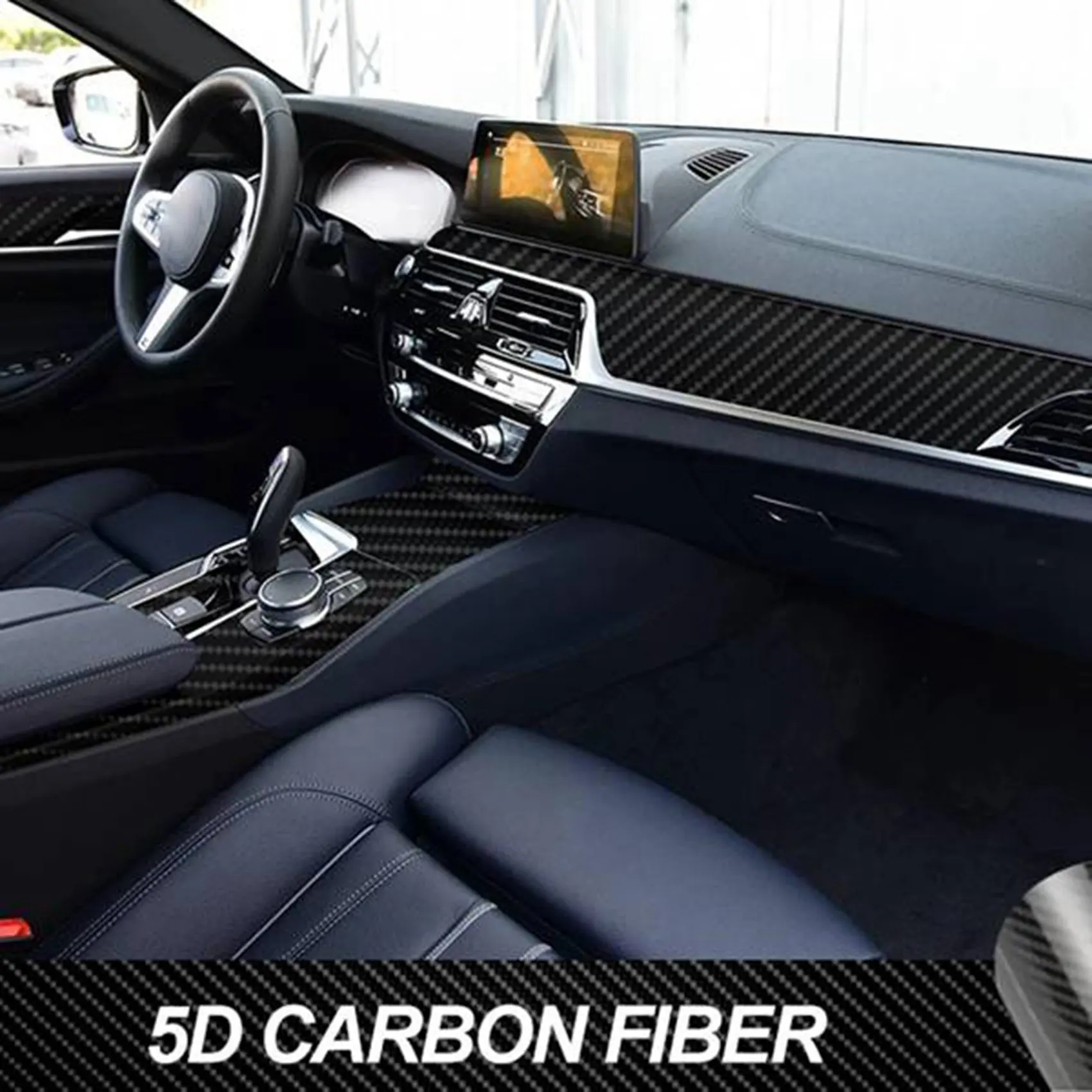 5D Stickers Car Interior Trim Protective Film Carbon Fiber Vinyl Sticker for BMW 5 Series G30 G31 2017-2020 RHD