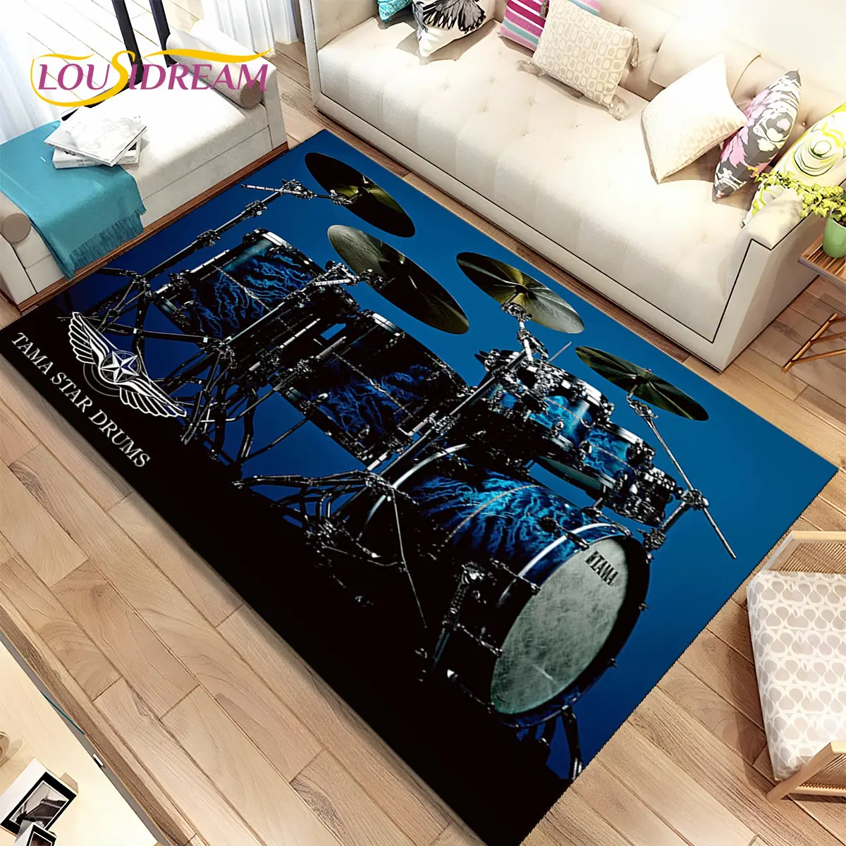 Drum Kit Music Drum Set Instruments Area Rug,Carpet Rug for Home Living Room Bedroom Sofa Doormat Decor,kids Non-slip Floor Mat